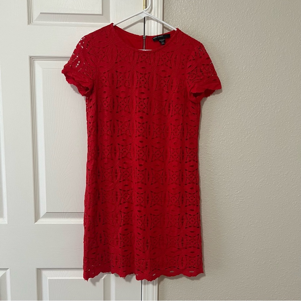 Maggy London Red Lace Shift Dress Size 8